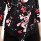 Blusa feminina Alfani com manga 3/4 e decote em V floral, preta, tamanho pequeno médio