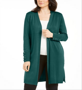 Cardigan feminino com mangas rendadas da coleção JM, verde, tamanho XX-G