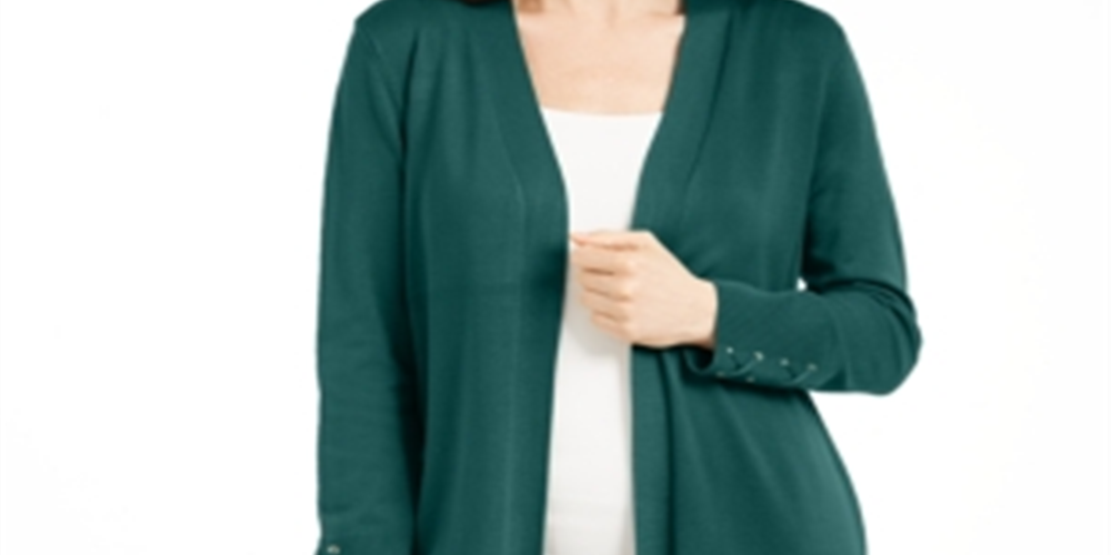 Cardigan feminino com mangas rendadas da coleção JM, verde, tamanho XX-G