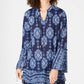 Túnica feminina estampada com manga sino, azul, tamanho pequeno P, da Style &amp; Co