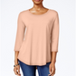 JM Collection Top feminino manga três quartos rosa tamanho pequeno P/M