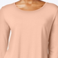 JM Collection Top feminino manga três quartos rosa tamanho pequeno P/M