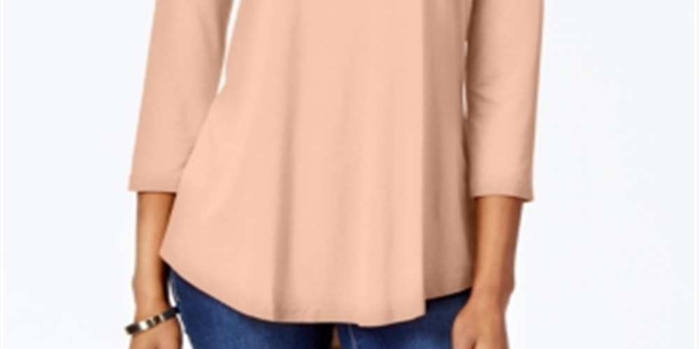 JM Collection Top feminino manga três quartos rosa tamanho pequeno P/M