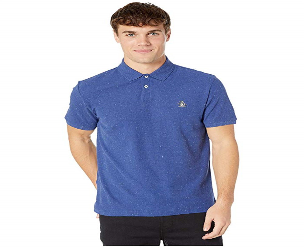 Camisa polo masculina original Penguin Donegal Daddy Regular Fit Piquet Azul Tamanho X-G