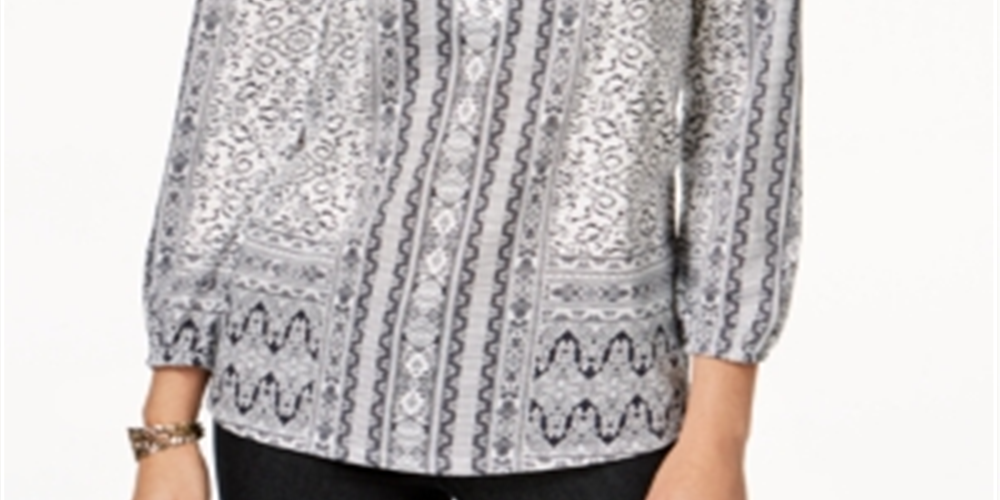 Camiseta feminina branca de manga comprida Style &amp; Co, tamanho pequeno XL