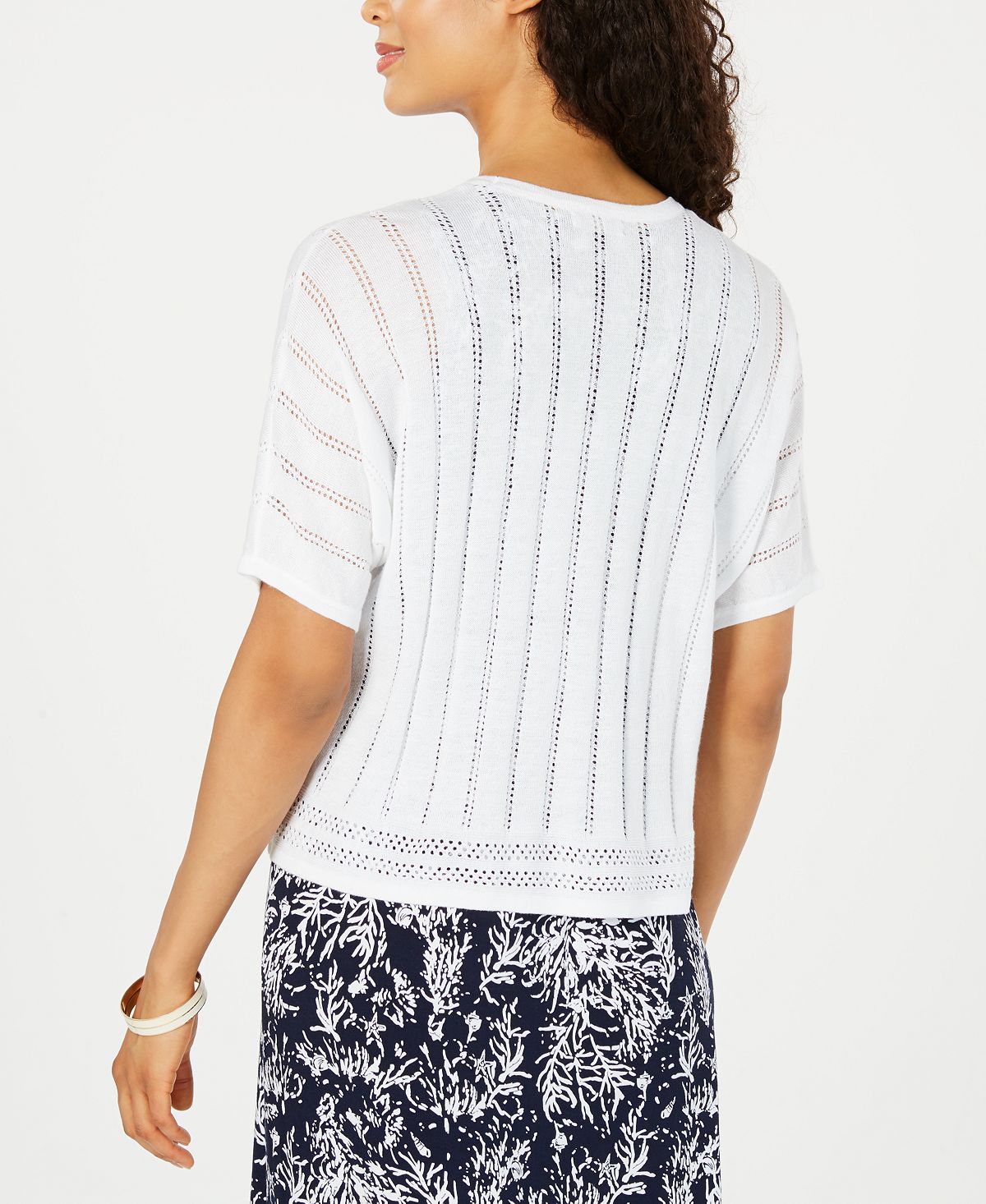 Suéter de malha feminino Charter Club Open Stitch azul tamanho pequeno XL