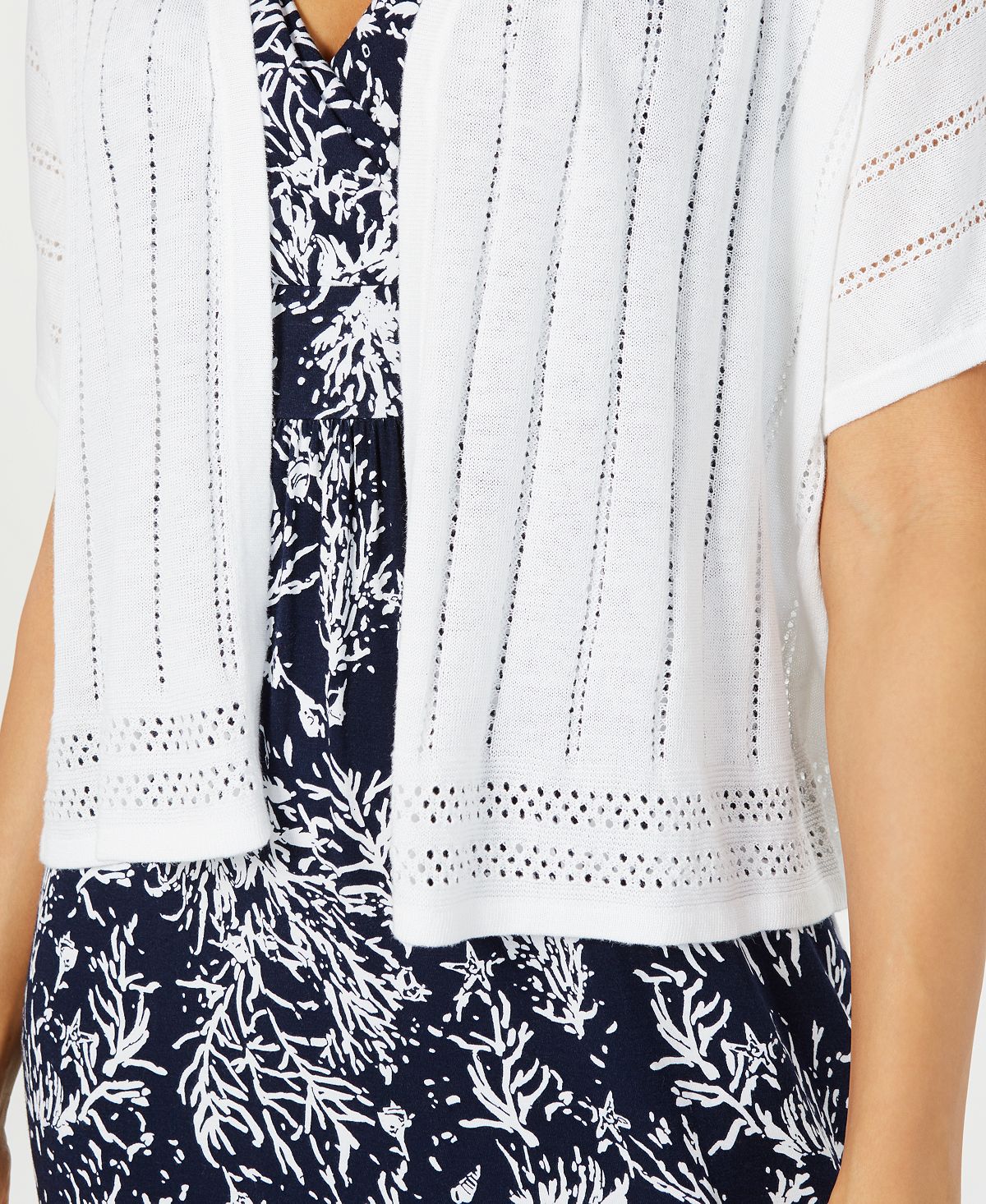 Suéter de malha feminino Charter Club Open Stitch azul tamanho pequeno XL