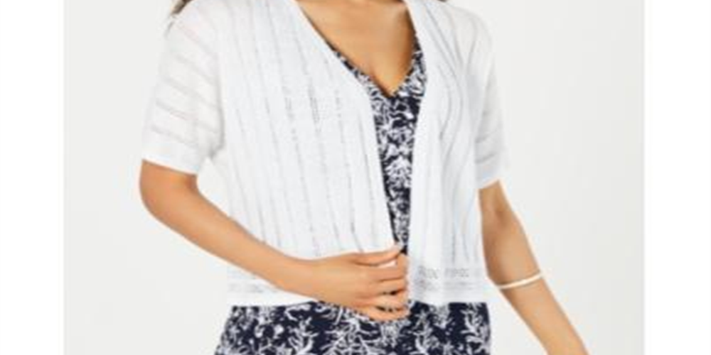 Suéter de malha feminino Charter Club Open Stitch azul tamanho pequeno XL