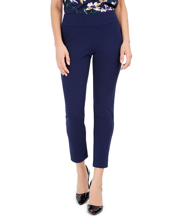 Calça feminina Nine West com perna reta, azul, tamanho P