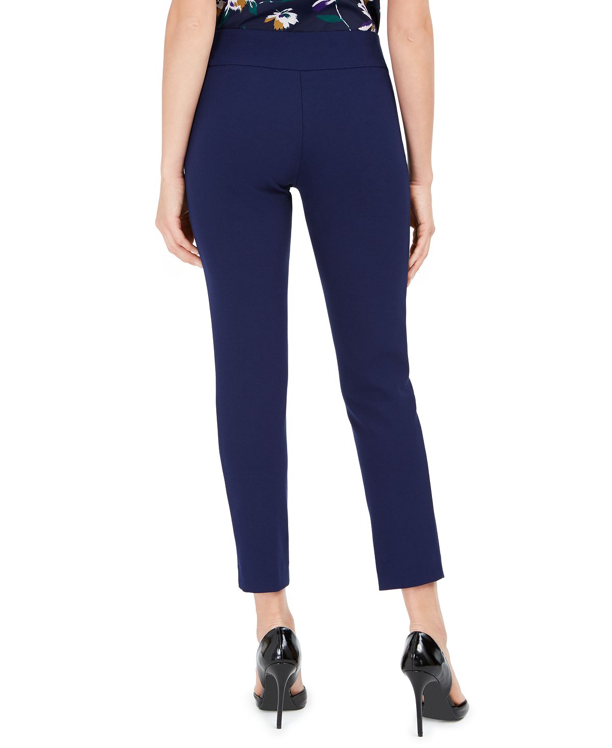 Calça feminina Nine West com perna reta, azul, tamanho P