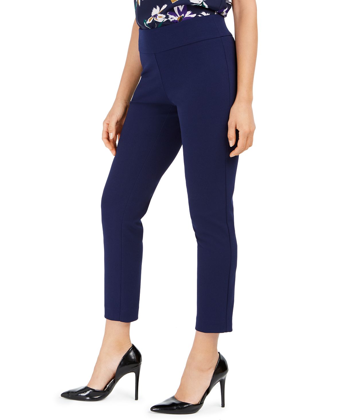 Calça feminina Nine West com perna reta, azul, tamanho P