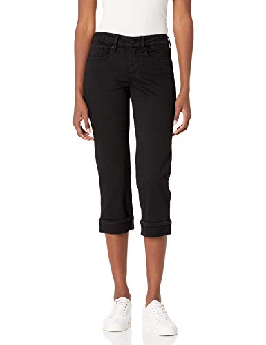Calça jeans curta reta Marilyn feminina NYDJ, preta, tamanho 16