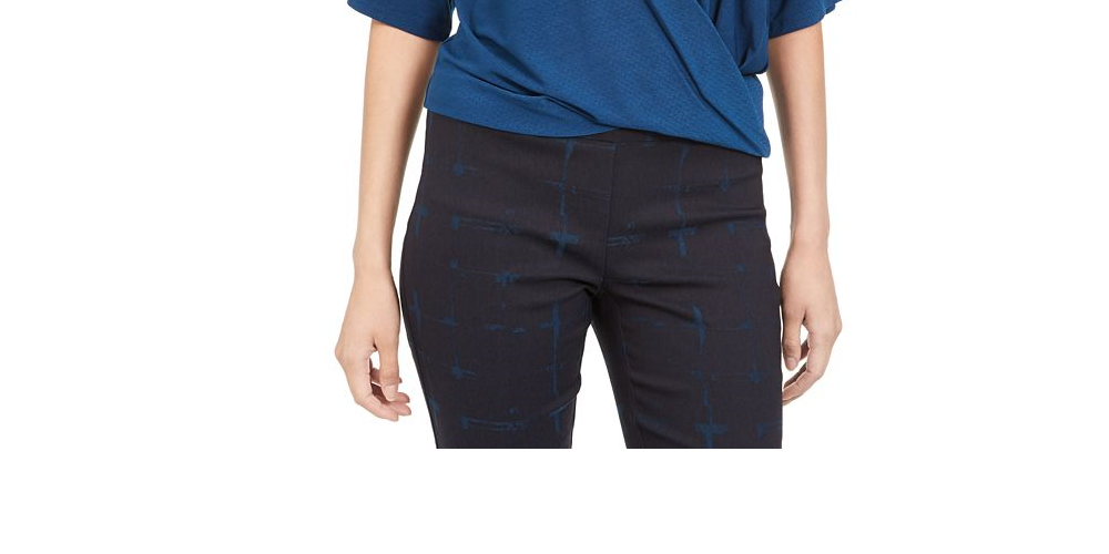 Blusa feminina Alfani com mangas curtas e cotovelo torcido, azul, tamanho pequeno e pequeno