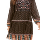 Vestido camponês estampado de manga comprida estilo Petite &amp; Co, preto, tamanho PL