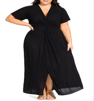City Chic Women's MAXI KNOT FRONT DRESS Blue Size X-Small