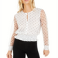 Blusa feminina Bar III com cintura franzida e bolinhas, branca, tamanho pequeno