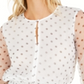 Blusa feminina Bar III com cintura franzida e bolinhas, branca, tamanho pequeno