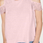 Blusa feminina INC International Concepts com ombros descobertos e mistura de linho e renda, rosa, tamanho X-S