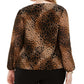 Blusa feminina Alfani Plus Size com estampa animal e gola assimétrica, marrom, tamanho 3X