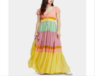 Vestido longo Hocus Pocus feminino da Free People, rosa, tamanho grande