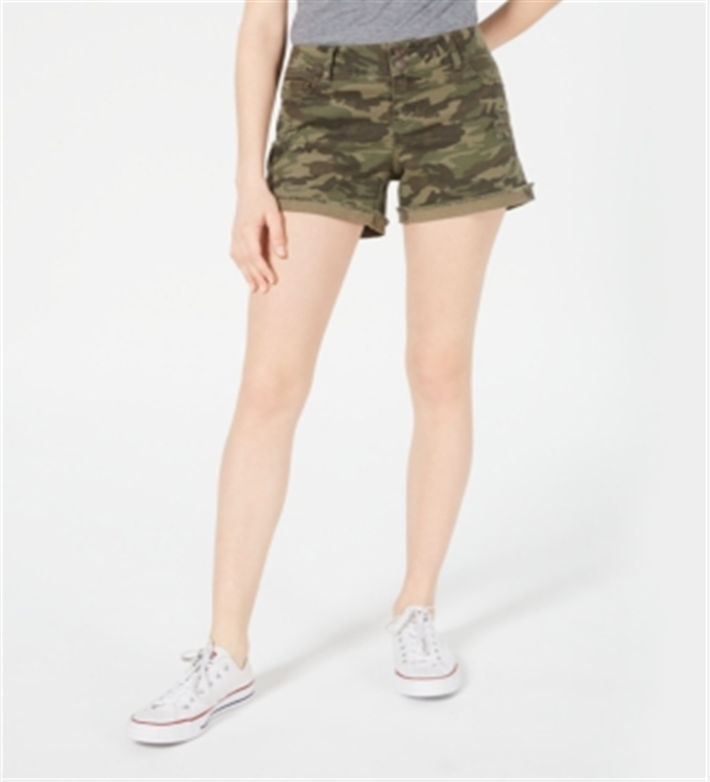 Shorts MIDI jeans desgastado com punho camuflado Vanilla Star Junior, verde, tamanho 3