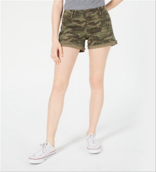 Shorts MIDI jeans desgastado com punho camuflado Vanilla Star Junior, verde, tamanho 3