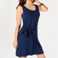 Vestido curto feminino estilo &amp; CO com decote redondo, azul, tamanho P
