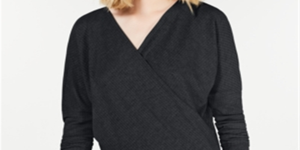 Gypsies &amp; Moondust Junior's Surplice Waffle Knit Top Azul Tamanho X-S