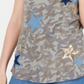Camiseta feminina camuflada de manga curta com decote em V, verde, tamanho XS