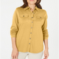 Karen Scott Blusa Feminina Mix Media com Botões Frontais, Amarela, Tamanho Grande