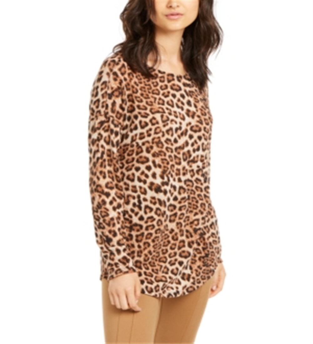 INC International Concepts Blusa feminina de manga comprida com estampa de chita Tahitian Tide, branca, tamanho pequeno