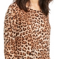 INC International Concepts Blusa feminina de manga comprida com estampa de chita Tahitian Tide, branca, tamanho pequeno