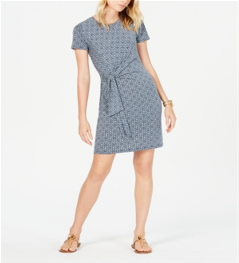 Vestido feminino Michael Kors manga curta acima do joelho azul tamanho grande
