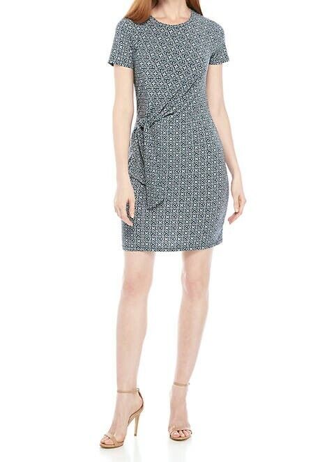 Vestido feminino Michael Kors manga curta acima do joelho azul tamanho grande