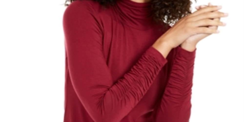 Blusa de malha franzida feminina Alfani, vermelha, tamanho XX-G