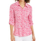 Blusa feminina Charter Club com estampa frontal e botões, rosa, tamanho pequeno