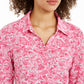 Blusa feminina Charter Club com estampa frontal e botões, rosa, tamanho pequeno