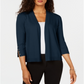 Cardigan feminino com tachas e frente aberta, tamanho XX-G, azul, da coleção JM
