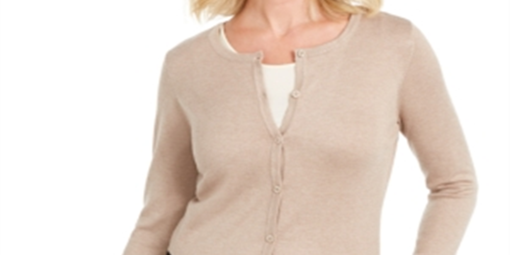 Karen Scott Cardigan Feminino com Barra Colorida Verde Tamanho Pequeno P
