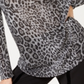 INC International Concepts Top feminino metálico Cheetah cinza tamanho P