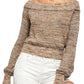 Suéter Sugar Rush Off the Shoulder com Verbena da Free People para mulheres - Marrom, tamanho M