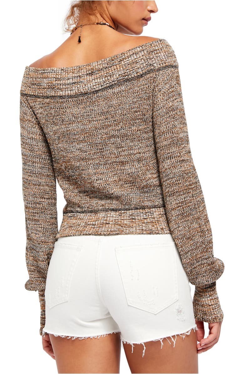Suéter Sugar Rush Off the Shoulder com Verbena da Free People para mulheres - Marrom, tamanho M