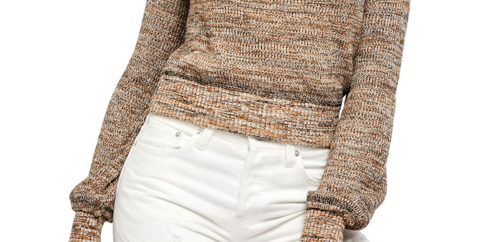 Suéter Sugar Rush Off the Shoulder com Verbena da Free People para mulheres - Marrom, tamanho M