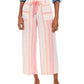 Calça cropped feminina listrada de linho estilo &amp; co rosa tamanho GG