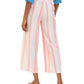 Calça cropped feminina listrada de linho estilo &amp; co rosa tamanho GG