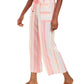 Calça cropped feminina listrada de linho estilo &amp; co rosa tamanho GG