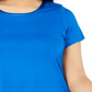 Camiseta feminina Alfani Plus com acabamento em cetim, comprimento alto e baixo, azul, tamanho 0X