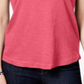 Camiseta feminina com decote em V e bolso, estilo &amp; co, rosa, tamanho pequeno médio
