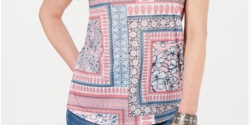 Blusa estampada feminina Style &amp; Co, rosa, tamanho pequeno P