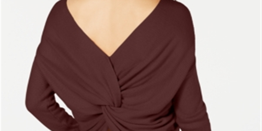 Suéter feminino Bar III Twist Back, marrom, tamanho GG